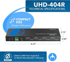 OREI 4x4 4K HDMI Matrix Switcher Splitter, (4-Input, 4-Output) Switch with Remote Control Auto Downscale 4K to 1080p, HDR10 Support (UHD-404R)