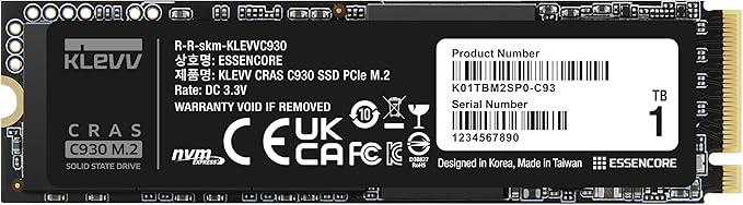 KLEVV CRAS C930 1TB M.2 2280 NVMe PCIe Gen4x4 Internal Gaming SSD Aluminium Heatsink Included, Compatible with PS5, up to 7400MB/s with DRAM Cache (K01TBM2SP0-C93)