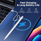 Stylus Pen for iPad Pencil 10th Generation,20 Mins Fast Charge with Tilt Sensitivity&Palm Rejection Stylist for(2018-2025)Apple iPad 6/7/8/9/10/11(A16), Air3/4/5/M2/M3, Mini5/6, Pro 11"/12.9"/M4,White