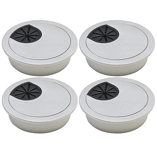 Desk Grommet 2" (50 mm), Desk Cord Hole Cover, Cable Grommet ABS Plastic, Desk Hole Grommet for Office and Home Table Cable, Detachable Cable Cord Organizer (Silver Sand 4 Pcs)