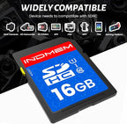 INDMEM SD Card 16GB, 10-Pack UHS-I Class 10 MLC Flash Memory Card, High-Speed Secure Digital Cards for Cameras, DSLR, Action Cams - Reliable Storage