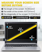 F FORITO 17 Inch 16:10 360°Laptop Privacy Screen Protector, Anti Peeping Anti Glare Laptop Privacy Shield, Reduce Eye Strain & Eye Protection