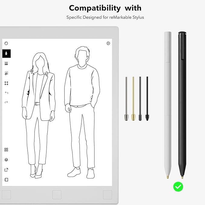 Marker Stylus Tips for Remarkable 2 Pen Tips with Nibs Removal Tool,Metal Replacement Nibs for Remarkable 1/2 Stylus/Marker Plus Pen (4+10+10 PCS-Gold/Sirvel/Black)