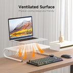 suptek Monitor Stand Riser for Computer,Laptop,Printer, Notebook and All Flat Screen Display with Vented Metal Platform and 4 Inches Height Underneath Storage,White(MST004W)