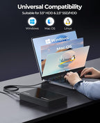 ORICO USB 3.0 External Hard Drive Enclosure for 3.5/2.5 Inch SATA Hard Drives/SSD Up to 20 TB, 3.5'' Tool-Free HDD Enclosure with 12V/2A Power Supply and UASP Acceleration (3588US3)