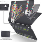 Mektron for MacBook Air 13 Case A1466/A1369 (2010-2017 Release), Snap-on Plastic Hard Shell Cover for MacBook Air 13.3 inch with Keyboard Cover,Colorful Giraffe Black