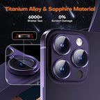 Camera Lens Protector for iPhone 16 Pro Max/16 Pro/iPhone 15 Pro Max/15 Pro/iPhone 14 Pro Max/14 Pro, Aluminum Alloy Sapphire Glass Camera Screen Cover, Case Friendly- Deep Purple