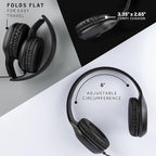 Classroom Headphones-Bulk 10-Pack, with Microphone Student On Ear Comfy Swivel Earphones for Library, School, Airplane, Kids-for Online Learning and Travel, HQ Stereo Sound 3.5mm Jack (Black)