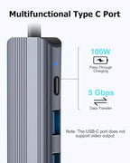 USB C Hub Ethernet HDMI Multiport Adapter for MacBook Pro/Air, iPad, Laptop Dock with 5Gbps USB A/C, 1Gbps RJ45 Gigabit Ethernet, 4K 30Hz HDMI, 100W Pass Through Charging