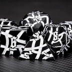 D&D Stripe Dice Set,Black Metal Dungeons and Dragons Dice Set with Box, Crack Polyhedral Dice for RPG Board Games (Matte Black Silver)
