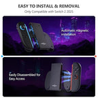 Switch 2 Joycon Charging Grip, Super Magnetic Charger Handle for Nintendo Switch 2 Joycons, Ergonomic Controller Grip for Playing While Charging, Switch 2 Accessories Black (USB Charging Black)