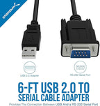 SABRENT USB 2.0 to Serial (9-Pin) DB-9 RS-232 Adapter Cable 6ft Cable [FTDI Chipset] (CB-FTDI)