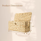 Wicker Cable Management Box with Lid, A Handwoven Water Hyacinth Cords Hider Box for TV, Computer, Router, USB Hub to Hide Cords & Power Strip for Desk, Floor, Office, 16x6.9x6.9”