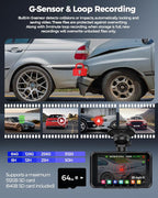 4K Dash Cam Front and Rear STARVIS 2 IMX675 & IMX307 Dual HDR, 4" Touch Screen Dash Camera Built-in GPS 5G WiFi, Car Camera with 64G Card, Voice Control, Night Vision, Parking Mode V100-2CH