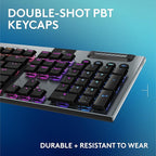 Logitech G915 X Lightspeed Wireless Mechanical Gaming Keyboard, Double-Shot PBT Keycaps, Fully Programmable Keys, RGB Backlit Mac/PC Gaming Keyboards, Aluminum Finish, GL Clicky Switches, Black