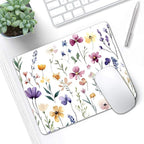 Mouse Pad, Cute Purple Wildflowers Mouse Pads for Desk, 9.5" x 7.9" Non-Slip Rubber Base Computer Mousepad with Women, Portable Square Design for Wireless Mouse and Pad Laptop Office & Travel