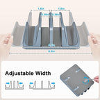 JARLINK 4-in-1 Adjustable Vertical Laptop Stand Holder, Aluminum Dual Slots Laptop Rack for Desk, Space-Saving Organizer Compatible with All MacBook, Surface, Chromebook, and Gaming Laptops (Grey)