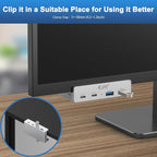 EJAY Mountable 4Ports USB3.0 HUB Alu Desktop Clamp Type C USB3.0 Splitter for Desk/Monitors with Extra Power Supply Port,59inches Data & 39inches Power Cables-5Gbps (JK-3A1C-SV)