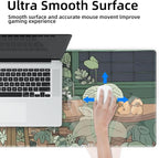 Galdas Gaming Mouse Pad XXL XL Large Long Extended Big Mousepad Non-Slip Rubber Keyboard Mouse Pad with Stitched Edges for Laptop Home Office (31.5x11.8x0.08 Inch) … (Green Window)