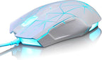 FIRSTBLOOD ONLY GAME. AJ52 Watcher RGB Gaming Mouse, Programmable 7 Buttons, Ergonomic LED Backlit USB Gamer Mice Computer Laptop PC, for Windows Mac Linux OS, Star White
