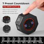 Rechargeable Pomodoro Timer, 8-Angle Auto-Rotating Screen with Gravity Sensor, Digital Timers for Classroom, Small Kitchen Timers for Cooking, Work and Study (Space Gray)