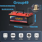 Car Battery GROUP 49 Start and Stop Lithium-ion Car Battery, 12.8V 90Ah 1300CCA LiFePO4 Automotive Battery For Car, With LED Display and Emergency Start Button 60 Months Warranty