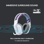 Logitech G733 Lightspeed Wireless Gaming Headset, Suspension Headband, Lightsync RGB, Blue VO!CE Mic, PRO-G Audio – White, Gaming Headset Wireless, PC, PS5, PS4, Switch Compatible
