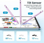 Stylus Pen for iPad(2025-2018),13 mins Fast Charge Pencil with Tilt Sensitivity and Palm Rejection for iPad A16/10/9/8/7/6,Air 13"/11"/M3/M2/5/4/3,Pro 11"/13"/12.9"/M4/M2/M1,Mini 7/6/5,Lilac