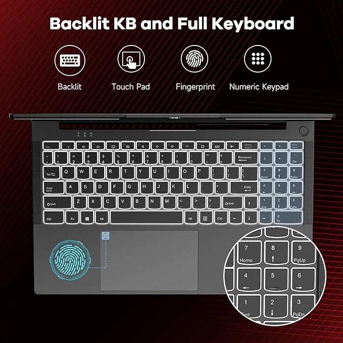 NIMO 15.6" IPS FHD-Gaming-Laptop, AMD Ryzen 5 6600H 6-Cores 660M GPU 32GB DDR5 RAM 1TB SSD(Beat i7-1165G7, Up to 4.5GHz) Computer with 100W GaN Type C Fingerprint Backlit Keyboard Win 11