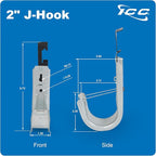 ICC Batwing J Hook 2” with Retainer Clip - Galvanized Steel Cable Management Hooks for Hanging Cable to Hanger Wire and Threaded Rod - Rust-Resistant, EIA and TIA Compliant - 2 Inch 25 Pack