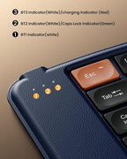 ProtoArc Ergonomic Foldable Keyboard, XK03 Split Folding Travel Bluetooth Keyboard, Ultra Slim, Portable for iPad, iPhone, Tablet, Laptop, PC - Dark Blue