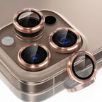 Choiche Compatible for iPhone 16 Pro/iPhone 16 Pro Max Camera Lens Protector, 9H Tempered Glass Camera Cover Screen Protector Metal Ring Decoration Accessories(Titanium Desert)