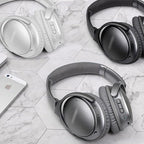 Replacement Ear Pads for Bose QuietComfort 35 35 II 15 25(qc 35 25 15/QC35 ii), Headphone Ear Covers, High Density Memory Cotton, Soft Leather, Adaptive Noise Isolation Headphones Pads Cushions-Grey