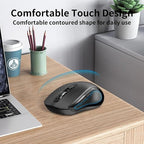 Wireless Mouse Ergonomic, Side Buttons Mouse, 2400 DPI, Silent and Anti Slip Roller Cordless Mice, 2.4Ghz with USB Receiver, 6 Buttons, Suitable for Laptop PC Chromebook and Windows 11/10/7 - Black