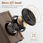 Vinyl Record Player with 24W HiFi Stereo Speakers Vintage Bluetooth Turnable for Vinyl Records with Belt Drive 2-Speed, Magnetic Cartridge RCA Output BT5.3