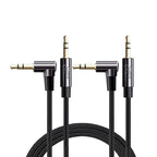 CableCreation 2-Pack 3.5mm Aux Cable 3FT/0.9m, 90 Degree 3.5mm Male to Male HiFi Cable with Silver-Plating Copper Core for Car Stereos, iPhones, PS4 Headset, Beats, Echo-Dot, 24K Gold Plated