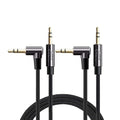 CableCreation 2-Pack 3.5mm Audio Cable 6FT/1.8m, 3.5mm Right Angle Auxiliary Stereo HiFi Cable with Silver-Plating Copper Core for Car Stereos, iPhones, Tablets, Laptops, 24K Gold Plated, Black