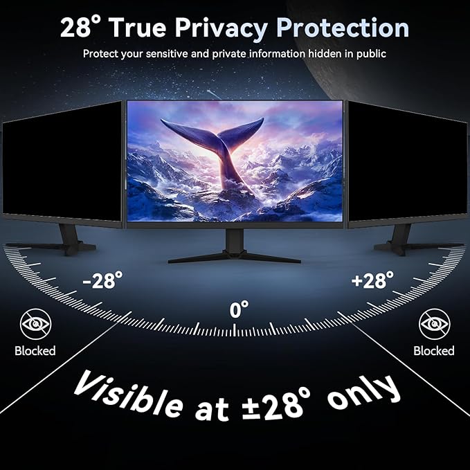 [2-Pack] 31.5 Inch Computer Privacy Screen Filter for 16:9 Widescreen Monitor, Removable Eye Protection Anti Glare Blue Light Filter Privacy Shield, Anti Spy Screen Protector Film 31.5 In