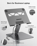 BENFEI Laptop Stand with USB C 6in1 Docking Station, HDMI 4K@60Hz,Gigabit Ethernet, 100W Power Delivery, 10Gbps 1*USB C 3.2 and 2*USB A 3.2 Compatible with MacBook Pro/Air, iPad Pro, XPS, Thinkpad