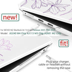 TWOLSKOO Compatible with M4 MacBook Air 13.6 inch Case 2025-2022 Release M4 A3240 M3 A3113 M2 A2681, Plastic Hard Shell & Keyboard Cover & Type C Adapter & Screen Protector, Engraved Floral2