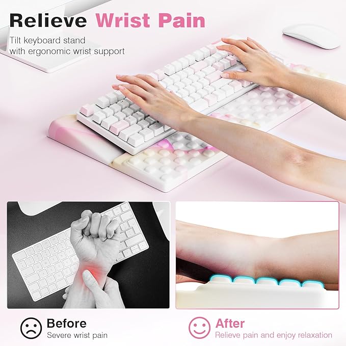Ospelelf Keyboard Wrist Rest Comfortable Ergonomic Keyboard Stand Riser Holder Pad for Office Home