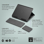 Logitech Casa Pop Up Desk Kit - Adjustable Laptop Stand for Desks, Wireless Keyboard & Touchpad, Bluetooth, USB C Charging, Classic Chic, Green/Black