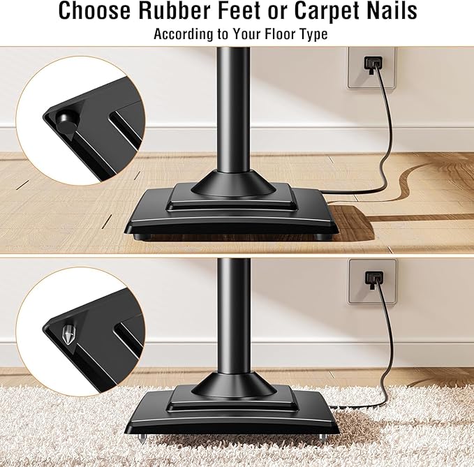 ELIVED Universal Speaker Stands Pair Height Adjustable Max 43.3", Surround Sound Speaker Stands for Bookshelf Speaker Satellite Rear Speakers Up to 11 lbs, Spring-Loaded Plate Extends to 10", YD5028