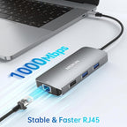 USB C Adapters for MacBook Pro/Air,Mac Dongle with 3 USB Port,USBC to HDMI, RJ45 Ethernet, 9 in 1 USB C to HDMI Adapter,100W Pd Charging,SD/TF Card Reader USB Hub