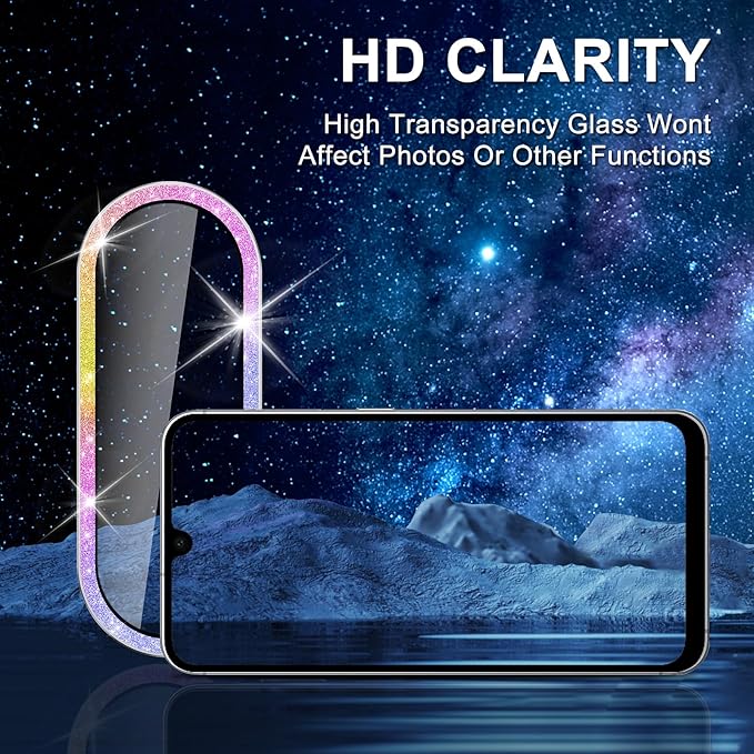 for Samsung Galaxy A26/A36/A56 Camera Lens Protector, Individual Metal Ring Tempered Glass Lens Cover, [Strong Adsorption] Scratch Resistant Ultra-Thin HD Clear Lens Cover, 1 Set-Colorful
