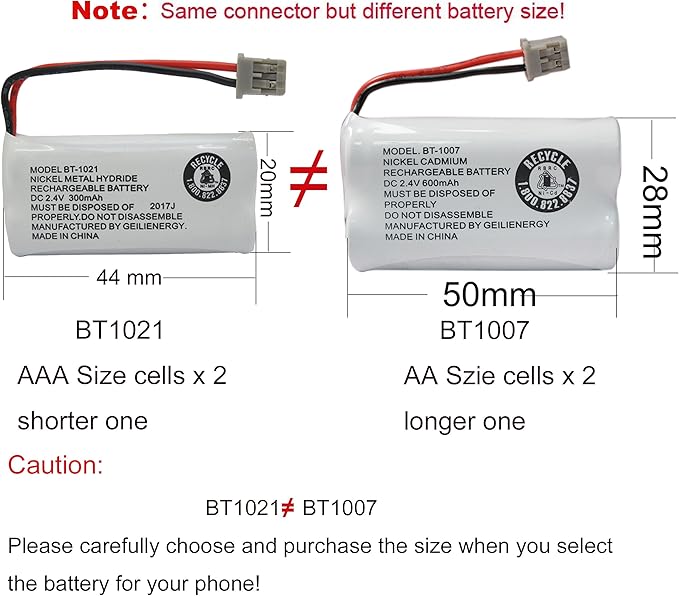 GEILIENERGY BT1007 BT1015 Phone Battery Compatible with BT-1007 BT-1015 BT-904 BBTY0460001 BBTY0510001 DCX150 DECT1500 D1484 HHR-P506 HHR-P506A Handset Cordless Telephone(8 Pack)