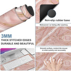 Liquid Marble Gaming Mouse Pad 3mm Thick Stitched Edge Waterproof Non-Slip Large Computer Keyboard Mouse Mat,Suitable for Office Entertainment Decorative Desk Pad 35.4 x 15.7 Inches