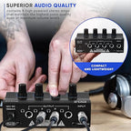 Pyle 4-Channel Portable Stereo Headphone Amplifier - Professional Multi Channel Mini Earphone Splitter Amp w/ 4 ¼” Balanced TRS Headphones Output Jack and 1/4" TRS Audio Input For Sound Mixer