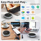 Bluetooth Conference Speakerphone M6 Conference Microphone with AI Noise Reduction AI Transcription Full-Duplex 360° Omnidirectional Voice Pickup USB Speaker for Teams Zoom Home Office, Black