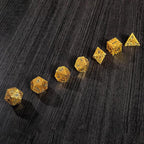 Golden Metal Hollow DND Dice Set (Paladin) Metallic Luster Maze Design with Storage Box - Balanced Weight 7 Piece Zinc Alloy, Designed for Dungeons and Dragons DM Player RPG Accessories